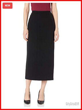 Stretch Crepe Column Midi Skirt Wear to Work Business Office Straight Hemline